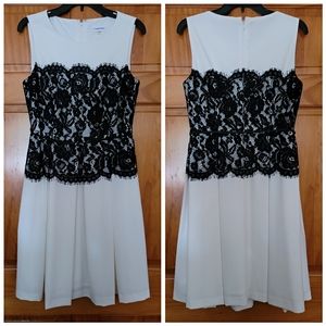 Calvin Klein White and Black Lace Mini Dress